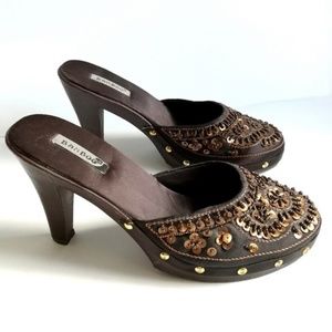 Free shipping-  BAMBOO  6 M Brown copper metal faux wood heels